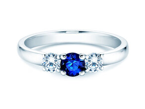 Bague de fiançailles Vivid Petite en 18K or blanc avec saphir 0,30ct et diamants 0,30ct