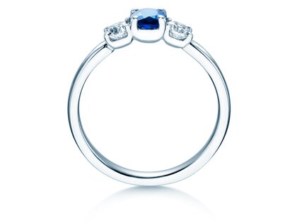 Bague de fiançailles Vivid Petite en 18K or blanc avec saphir 0,30ct et diamants 0,30ct