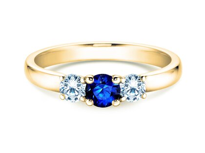 Bague de fiançailles Vivid Petite en 18K or jaune avec saphir 0,30ct et diamants 0,30ct