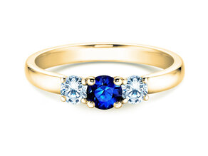 Bague de fiançailles Vivid Petite en 18K or jaune avec saphir 0,30ct et diamants 0,30ct
