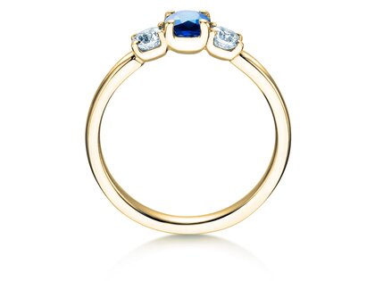 Bague de fiançailles Vivid Petite en 18K or jaune avec saphir 0,30ct et diamants 0,30ct