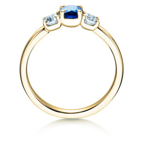 Bague de fiançailles Vivid Petite en 18K or jaune avec saphir 0,30ct et diamants 0,30ct