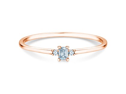 Bague de fiançailles  en 9K or rose avec diamants 0,10ct G/VS