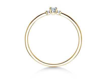 Bague de fiançailles Vivid Petite Emerald Cut en 14K or jaune avec diamants 0,10ct G/VS