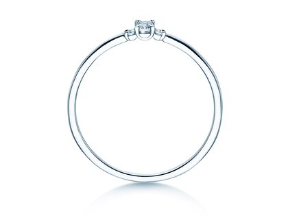 Bague de fiançailles Vivid Petite Emerald Cut en 14K or blanc avec diamants 0,10ct G/VS