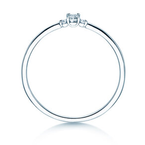 Bague de fiançailles Vivid Petite Emerald Cut en 14K or blanc avec diamants 0,10ct G/VS