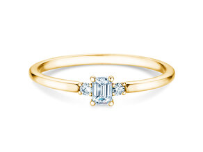 Bague de fiançailles Vivid Petite Emerald Cut en or jaune