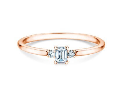 Bague de fiançailles Vivid Petite Emerald Cut en or rose