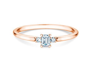 Bague de fiançailles Vivid Petite Emerald Cut en or rose