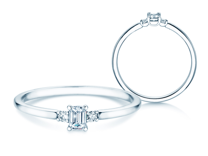 Bague de fiançailles Vivid Petite Emerald Cut en platine