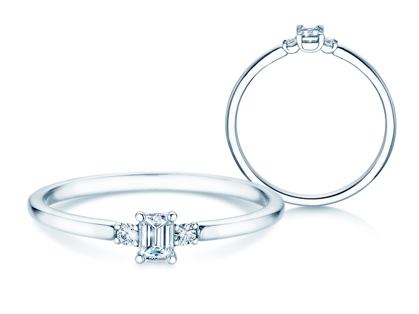 Bague de fiançailles Vivid Petite Emerald Cut en platine
