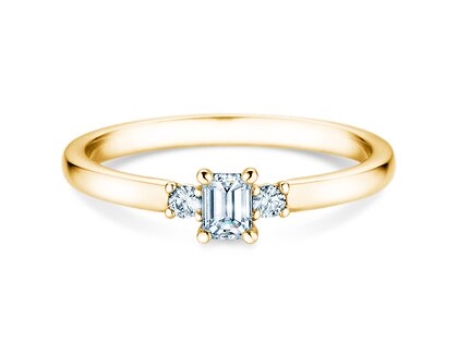 Bague de fiançailles  en 9K or jaune avec diamants 0,31ct G/VS