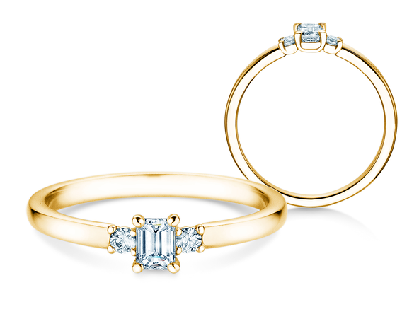 Bague de fiançailles  en 9K or jaune avec diamants 0,31ct G/VS