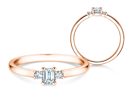 Bague de fiançailles  en 9K or rose avec diamants 0,31ct