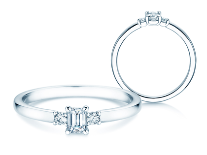 Bague de fiançailles  en 9K or blanc avec diamants 0,31ct G/VS