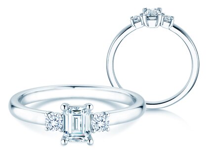 Bague de fiançailles Vivid Petite Emerald Cut en platine