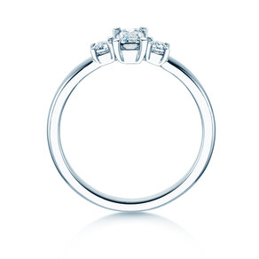 Bague de fiançailles  en 9K or blanc avec diamants 0,40ct G/VS