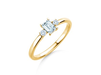 Bague de fiançailles  en 9K or jaune avec diamants 0,40ct G/VS