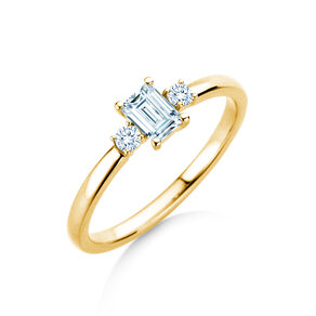 Bague de fiançailles  en 9K or jaune avec diamants 0,40ct G/VS