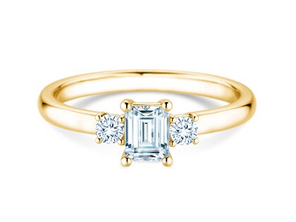 Bague de fiançailles  en 9K or jaune avec diamants 0,40ct G/VS