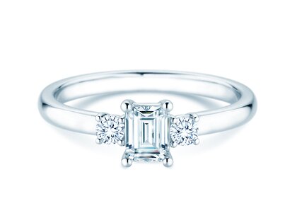 Bague de fiançailles  en 9K or blanc avec diamants 0,40ct G/VS