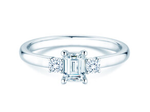 Bague de fiançailles  en 9K or blanc avec diamants 0,40ct G/VS