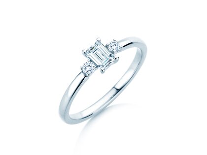Bague de fiançailles  en 9K or blanc avec diamants 0,40ct G/VS