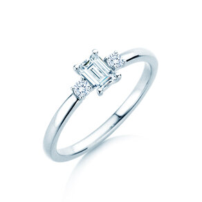 Bague de fiançailles  en 9K or blanc avec diamants 0,40ct G/VS