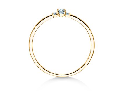 Bague de fiançailles Vivid Petite Oval Cut en 14K or jaune avec diamants 0,10ct G/SI