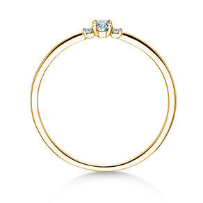 Bague de fiançailles Vivid Petite Oval Cut en 14K or jaune avec diamants 0,10ct G/SI