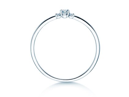 Bague de fiançailles Vivid Petite Oval Cut en 14K or blanc avec diamants 0,10ct G/SI