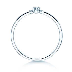 Bague de fiançailles Vivid Petite Oval Cut en 14K or blanc avec diamants 0,10ct G/SI