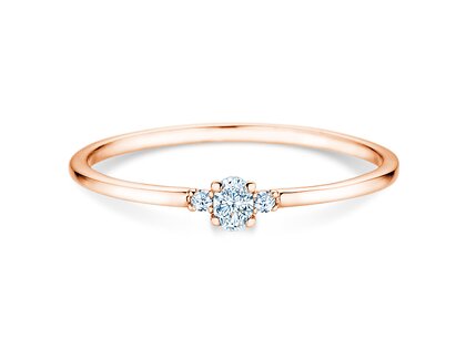 Bague de fiançailles Vivid Petite Oval Cut en 14K or rose avec diamants 0,10ct G/SI