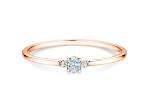 Bague de fiançailles Vivid Petite Oval Cut en 14K or rose avec diamants 0,10ct G/SI