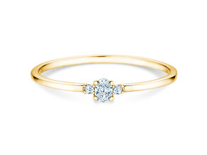 Bague de fiançailles Vivid Petite Oval Cut en 14K or jaune avec diamants 0,10ct G/SI