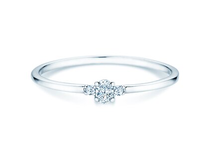 Bague de fiançailles Vivid Petite Oval Cut en 14K or blanc avec diamants 0,10ct G/SI