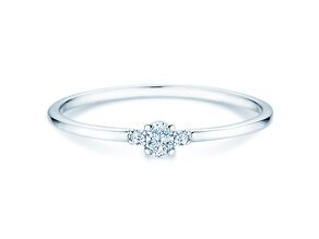 Bague de fiançailles Vivid Petite Oval Cut en 14K or blanc avec diamants 0,10ct G/SI