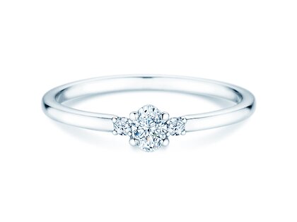 Bague de fiançailles Vivid Petite Oval Cut en 14K or blanc avec diamants 0,20ct G/SI