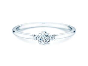 Bague de fiançailles Vivid Petite Oval Cut en 14K or blanc avec diamants 0,20ct G/SI