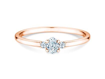 Bague de fiançailles Vivid Petite Oval Cut en 18K or rose avec diamants 0,20ct G/SI