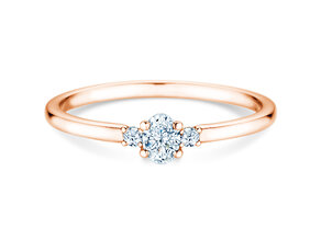 Bague de fiançailles Vivid Petite Oval Cut en 18K or rose avec diamants 0,20ct G/SI