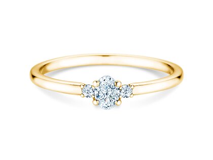 Bague de fiançailles Vivid Petite Oval Cut en or jaune