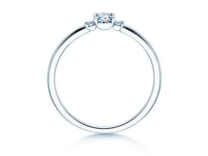 Bague de fiançailles Vivid Petite Oval Cut en 14K or blanc avec diamants 0,20ct G/SI