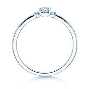 Bague de fiançailles Vivid Petite Oval Cut en 14K or blanc avec diamants 0,20ct G/SI
