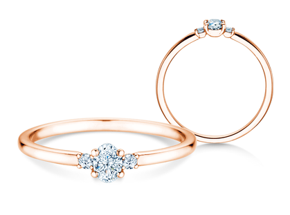 Bague de fiançailles Vivid Petite Oval Cut en 18K or rose avec diamants 0,20ct G/SI