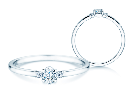 Bague de fiançailles Vivid Petite Oval Cut en platine
