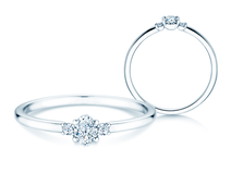 Bague de fiançailles Vivid Petite Oval Cut en platine 950/- avec diamants 0,20ct G/SI