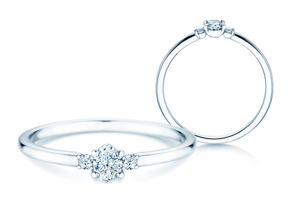 Bague de fiançailles Vivid Petite Oval Cut en 14K or blanc avec diamants 0,20ct G/SI