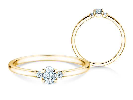 Bague de fiançailles Vivid Petite Oval Cut en or jaune