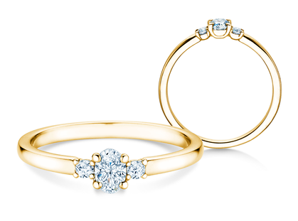 Bague de fiançailles Vivid Petite Oval Cut en 18K or jaune avec diamants 0,30ct G/SI